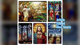 手描きのステンド グラス パネルの豪華な装飾